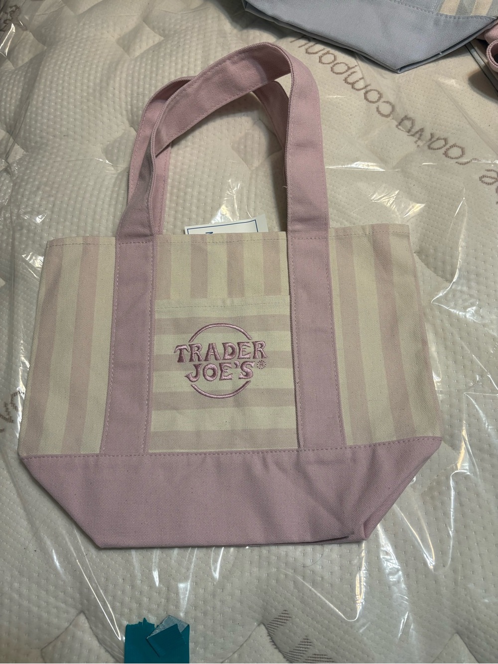 Trader Joe’s Pink Stripe Canvas Tote Bag